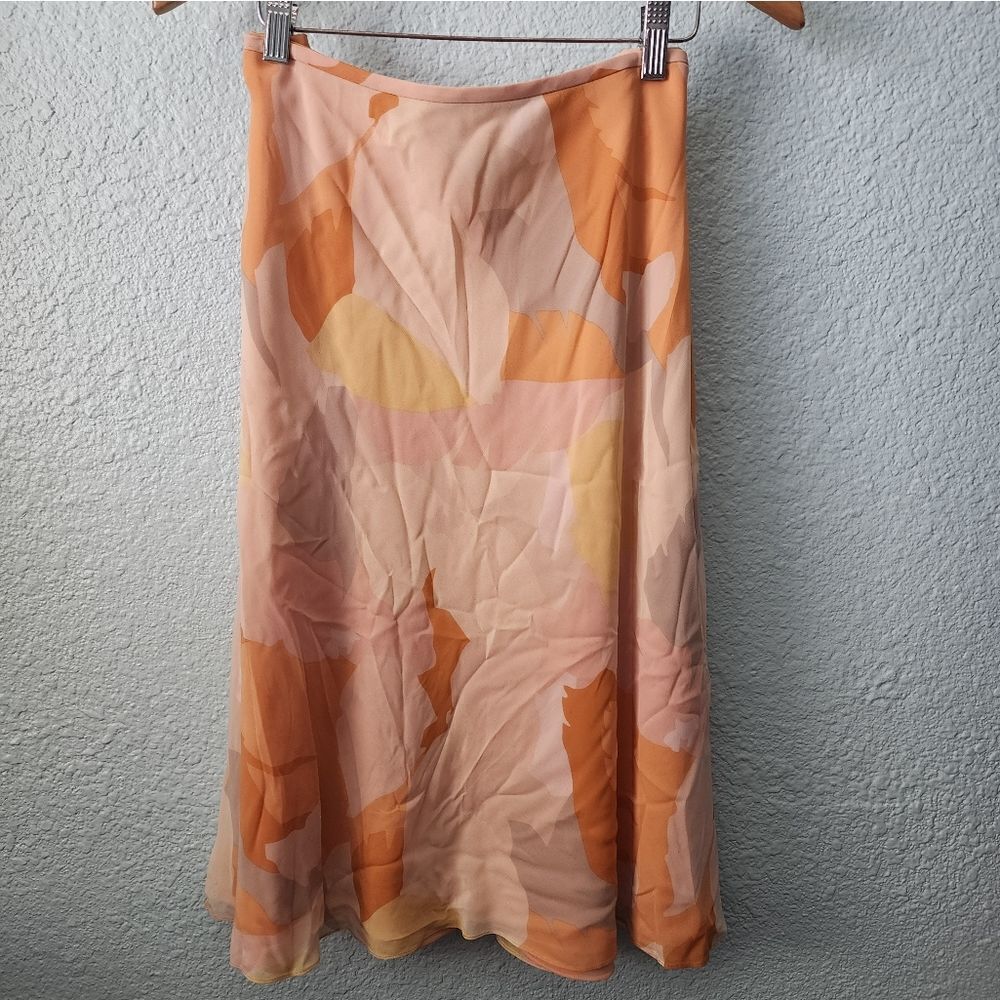 Ellen Tracy X Linda Allar silk skirt knee length lined side zip